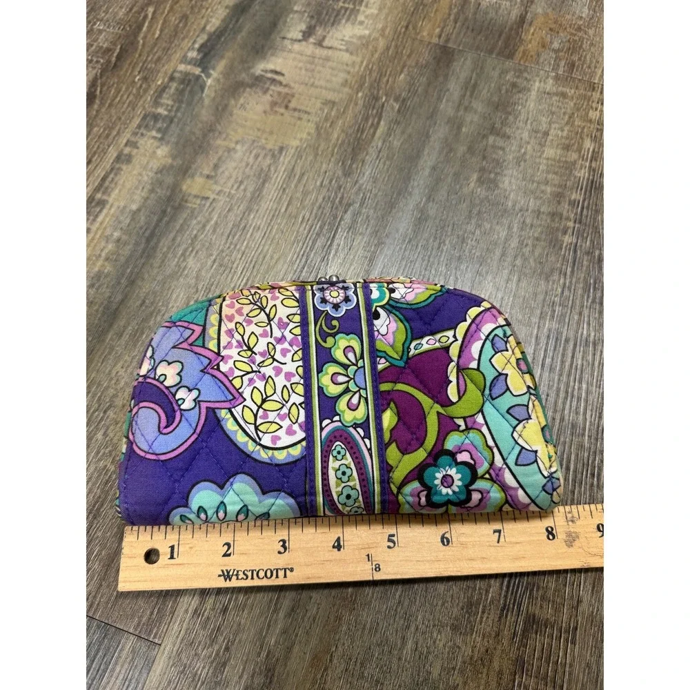 Vera Bradley Plum Petals Quilted Heather Turnlock Wallet Kisslock Coin Purse